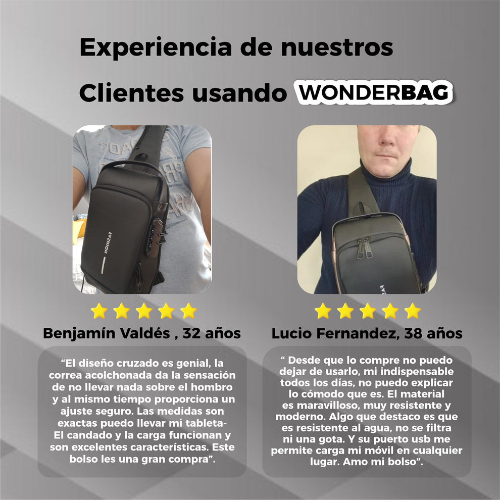 Bolso Cruzado Antirrobo y Ergonómico- WonderBag®