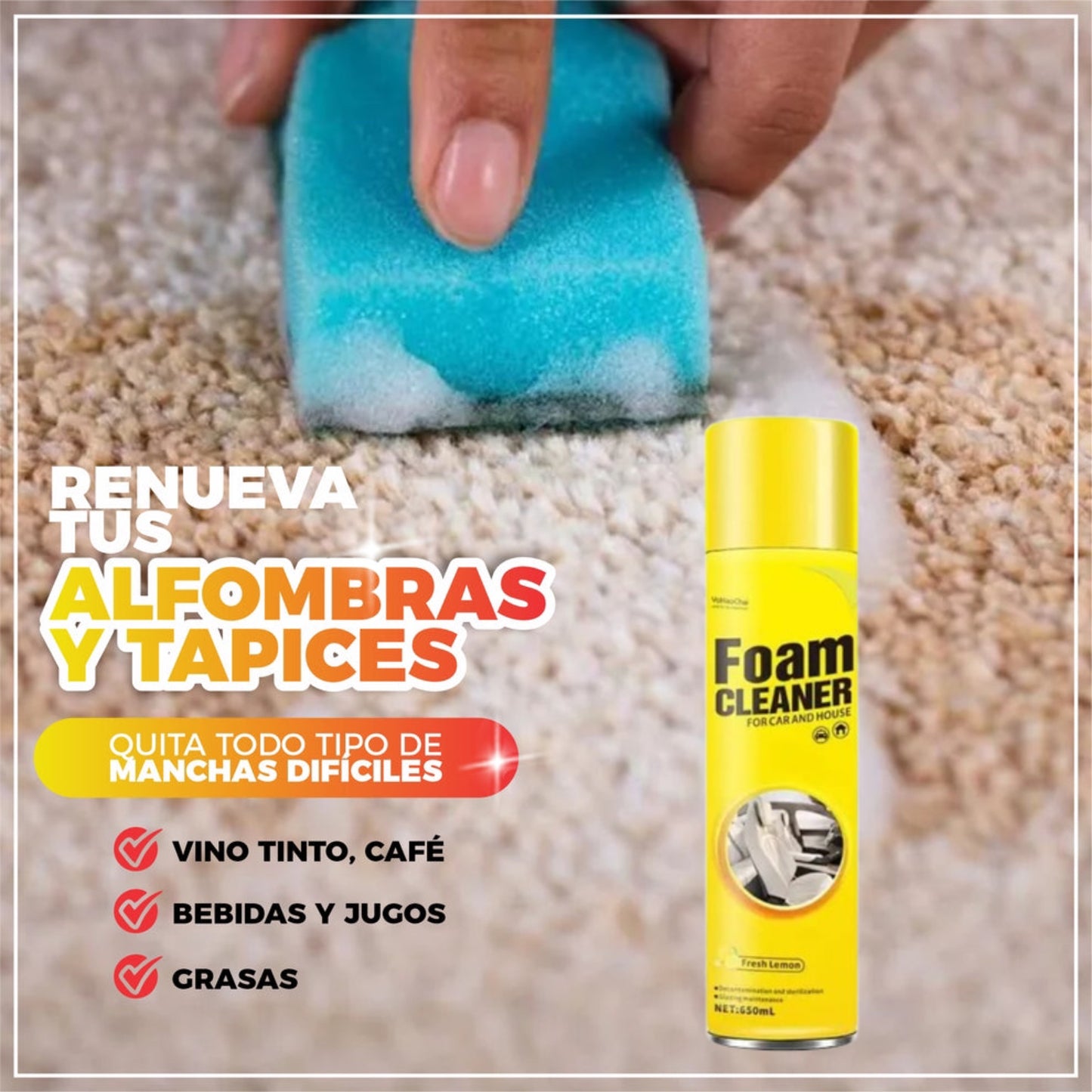 Limpiador y Desodorante De Alfombras y Tapices - CarpetClean©