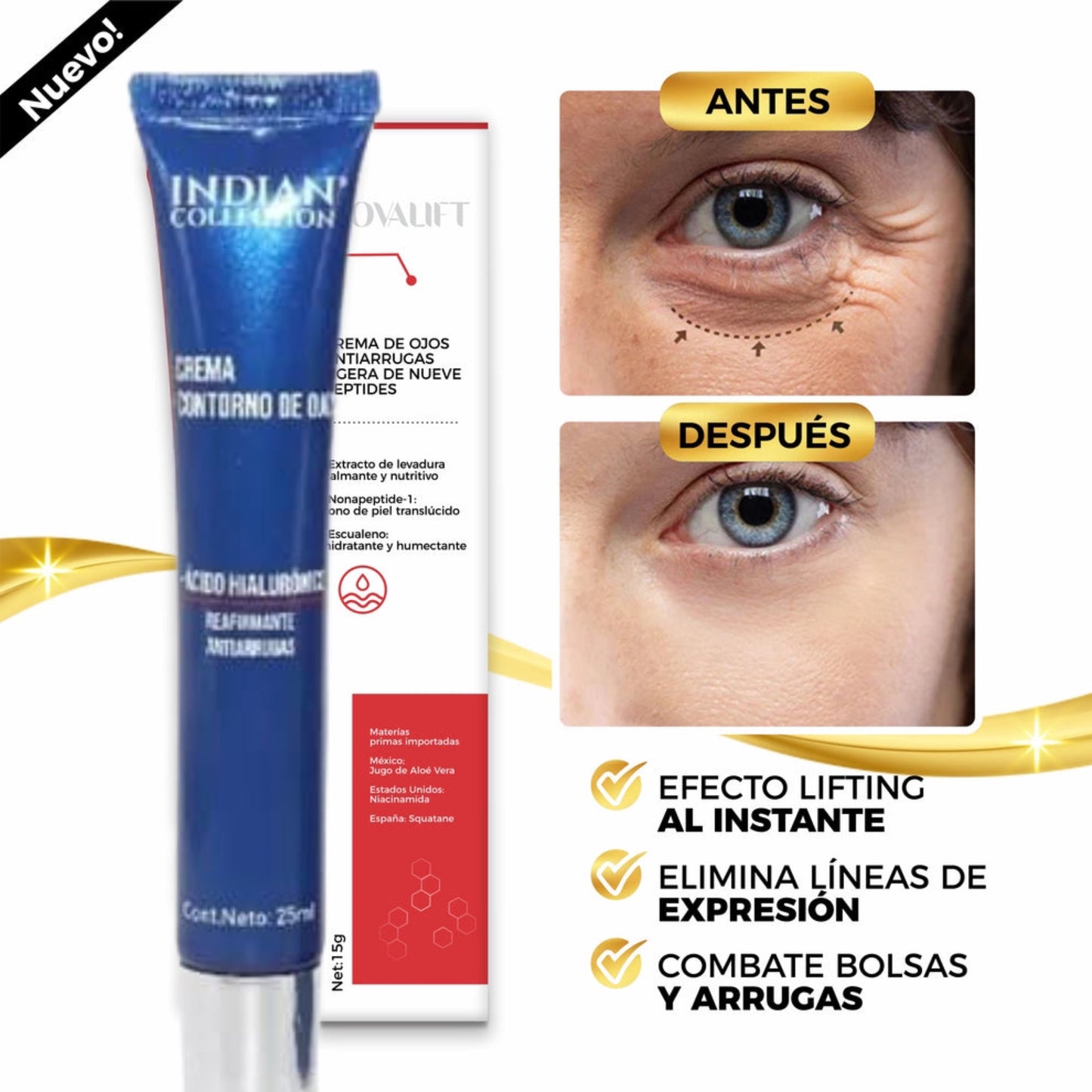 Crema Contorno De Ojos Anti Arrugas en Roll On -